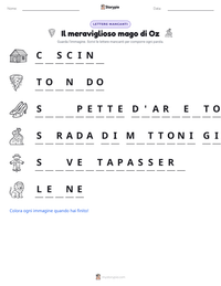 Anteprima della scheda stampabile di Il meraviglioso mago di Oz