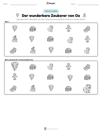 Der wunderbare Zauberer von Oz druckbare Arbeitsblatt Vorschau