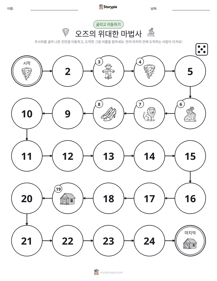 주사위 굴리고 이동하기 게임