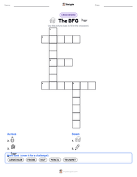 The BFG printable worksheet preview