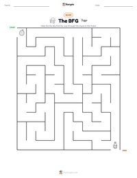 The BFG printable worksheet preview