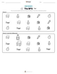 The BFG printable worksheet preview