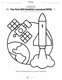 The First GPS Satellite Launched (1978) coloring page for kids