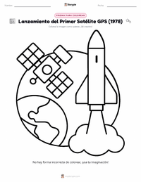 Página para colorear de Lanzamiento del Primer Satélite GPS (1978) para niños