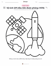 Trang tô màu Vệ tinh GPS đầu tiên được phóng (1978) cho trẻ em