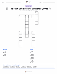 The First GPS Satellite Launched (1978) printable worksheet preview
