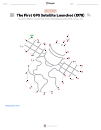 The First GPS Satellite Launched (1978) printable worksheet preview