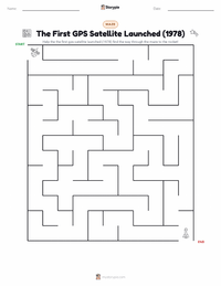 The First GPS Satellite Launched (1978) printable worksheet preview