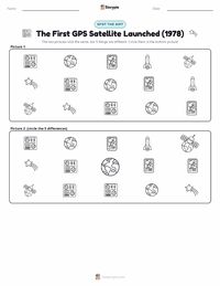 The First GPS Satellite Launched (1978) printable worksheet preview