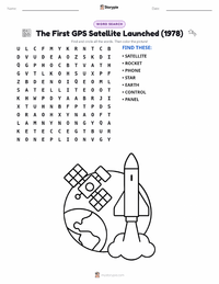 The First GPS Satellite Launched (1978) printable worksheet preview