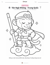 Trang tô màu Tôn Ngộ Không - Trung Quốc cho trẻ em