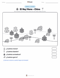 Vista previa de la hoja de trabajo imprimible de El Rey Mono - Chino