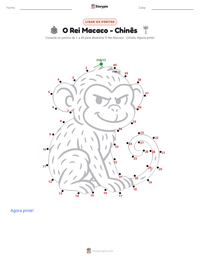 Prévia da folha de atividades imprimível O Rei Macaco - Chinês