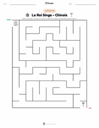 Aperçu de la feuille de travail imprimable Le Roi Singe - Chinois