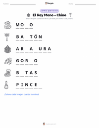 Vista previa de la hoja de trabajo imprimible de El Rey Mono - Chino