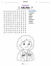 Sally Ride yazdırılabilir çalışma sayfası önizlemesi