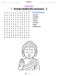 Vista previa de la hoja de trabajo imprimible de El Buda (Siddhartha Gautama)