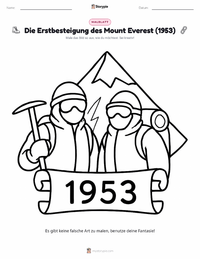 Die Erstbesteigung des Mount Everest (1953) Malvorlage für Kinder