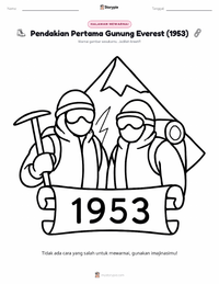 Halaman mewarnai Pendakian Pertama Gunung Everest (1953) untuk anak-anak
