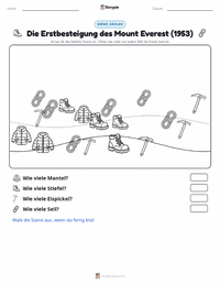 Die Erstbesteigung des Mount Everest (1953) druckbare Arbeitsblatt Vorschau