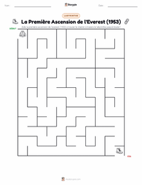 Aperçu de la feuille de travail imprimable La Première Ascension du Mont Everest (1953)