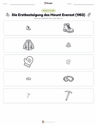 Die Erstbesteigung des Mount Everest (1953) druckbare Arbeitsblatt Vorschau