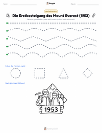 Die Erstbesteigung des Mount Everest (1953) druckbare Arbeitsblatt Vorschau