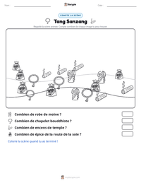Aperçu de la feuille de travail imprimable Tang Sanzang