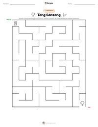 Vista previa de la hoja de trabajo imprimible de Tang Sanzang