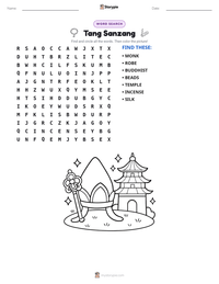 Tang Sanzang printable worksheet preview