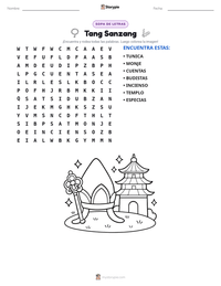 Vista previa de la hoja de trabajo imprimible de Tang Sanzang