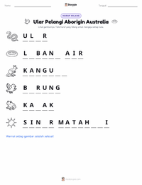 Prabaca lembar kerja cetak Ular Pelangi