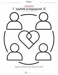 Çeşitlilik ve Kapsayıcılık çocuklar için boyama sayfası