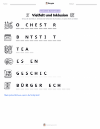 Vielfalt und Inklusion druckbare Arbeitsblatt Vorschau
