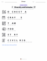 Diversity and Inclusion printable worksheet preview