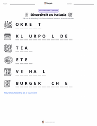 Diversiteit en Inclusie afdrukbare werkblad voorbeeld