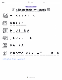 Podgląd drukowalnego arkusza ćwiczeń Różnorodność i Włączanie