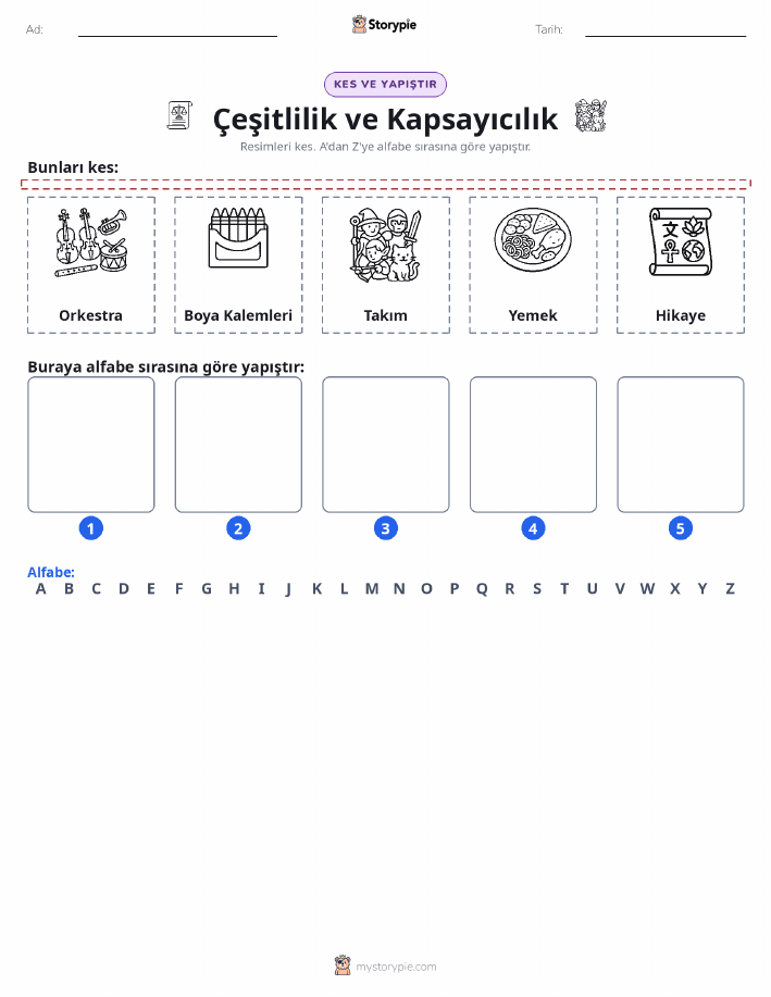 Kes & Yapıştır Alfabe