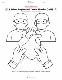 Pagina da colorare di Il Primo Trapianto di Cuore Riuscito (1967) per bambini