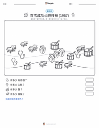 首次成功的心脏移植手术 (1967年) 可打印工作表预览