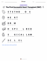 The First Successful Heart Transplant (1967) printable worksheet preview