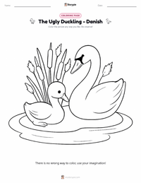 The Ugly Duckling - Danish coloring page for kids