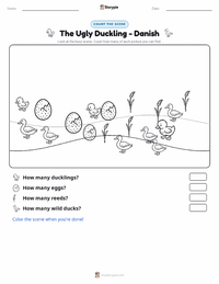 The Ugly Duckling - Danish printable worksheet preview