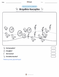 Podgląd drukowalnego arkusza ćwiczeń Brzydkie kaczątko - duńskie