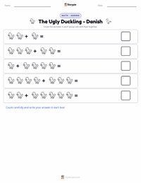 The Ugly Duckling - Danish printable worksheet preview