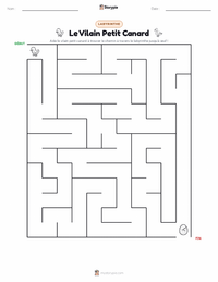 Aperçu de la feuille de travail imprimable Le Vilain Petit Canard - Danois