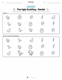 The Ugly Duckling - Danish printable worksheet preview