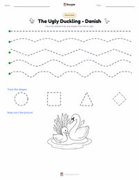 The Ugly Duckling - Danish printable worksheet preview