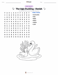 The Ugly Duckling - Danish printable worksheet preview