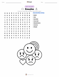 Prévia da folha de atividades imprimível Emoções